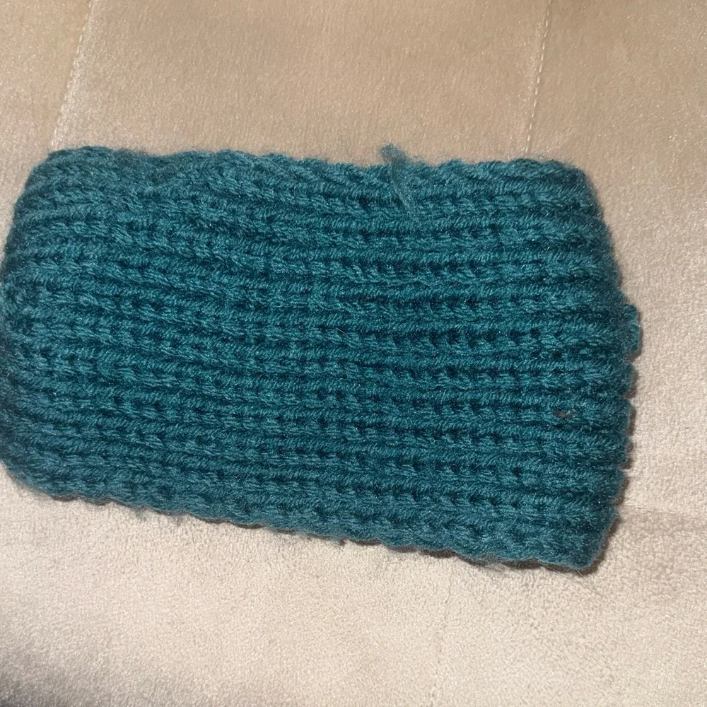 Teal Knit Headband with Gold Embellishment